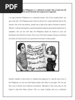 Do You Agree That The Philippines Is A Collectivist Society? Give at Least Two (2) Concrete Examples That Would Illustrate and Support Your Argument