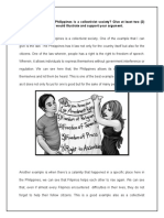 Do You Agree That The Philippines Is A Collectivist Society? Give at Least Two (2) Concrete Examples That Would Illustrate and Support Your Argument