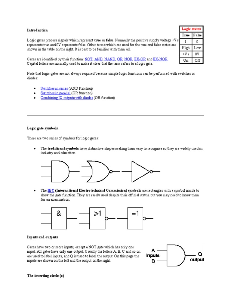 NOT AND Nand OR NOR Ex-Or Ex-Nor: True False | PDF | Logic Gate ...