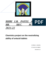 Shri I.B. Patel Angel Sr. Sec. School 2021-22: Chemistry Project On The Neutralizing Ability of Antacid Tablets