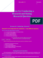 Reasons For Conducting A Research and Stating Research Question