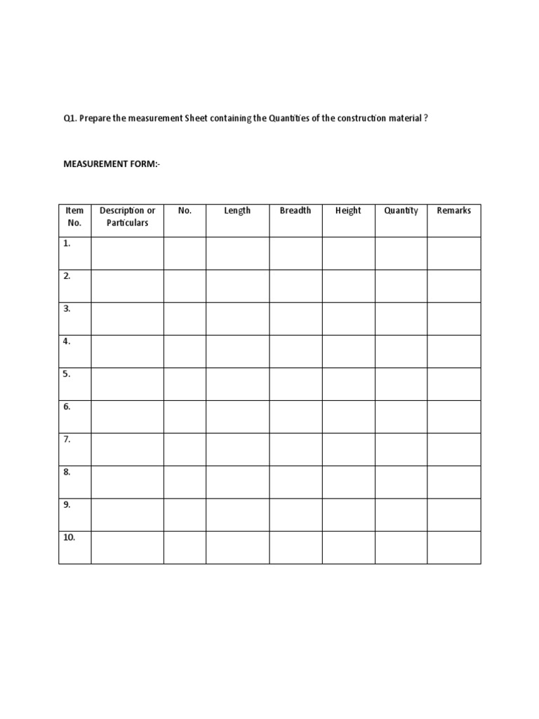 Construction Measurement and Cost Sheets | PDF | Technology & Engineering