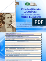 Ziua Naţională a Culturii şi Ziua de naştere a poetului Mihai Eminescu