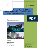 Detailed Project Report (DPR) On 100 KLPD Multifeed Distillery Plant Based On Molasses and Grains