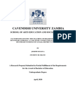 Joseph Muleya - Research Proposal - Factors Influencing The Teaching of R.E