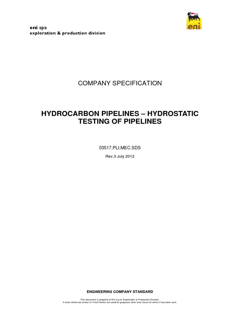 Hydrostatic Testing Standards for Pipelines | PDF | Pump | Pipeline ...