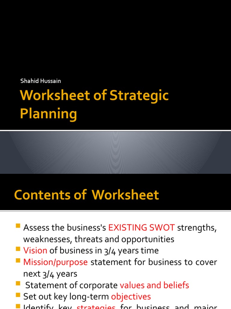 Strategic Planning Worksheet Guide | PDF