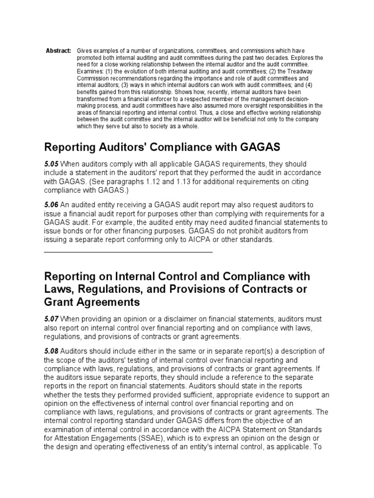 Internal Auditing and Audit Committees Overview | PDF | Audit ...