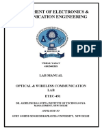 Department of Electronics & Communication Engineering: Lab Manual Optical & Wireless Communication LAB ETEC-451