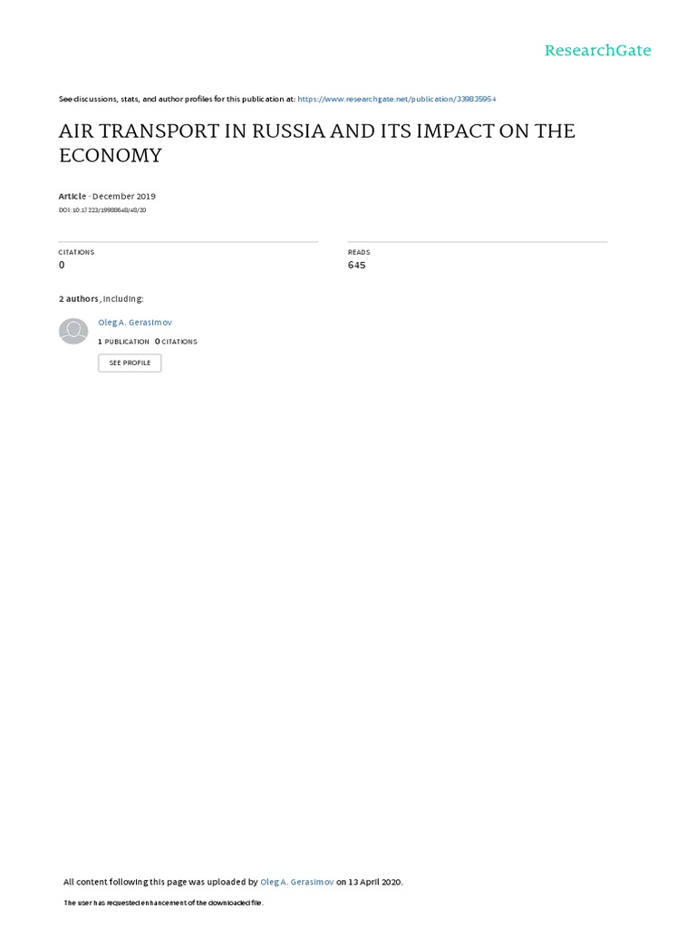 Russian Air Transport's Economic Impact | PDF | Gross Domestic Product ...