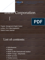 BMW Corporation: Program: Management (English Sector) Lecturer: Ph.D. Maka Bughulashvi Student: Imarov Islambek