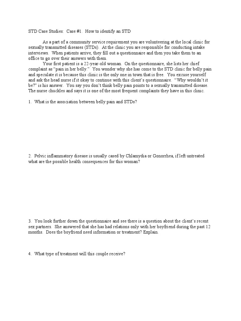 Std Case Studies Pdf Sexually Transmitted Infection Cervical Cancer