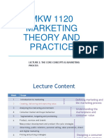 MKW 1120 Marketing Theory and Practice: Lecture 2: The Core Concepts & Marketing Process