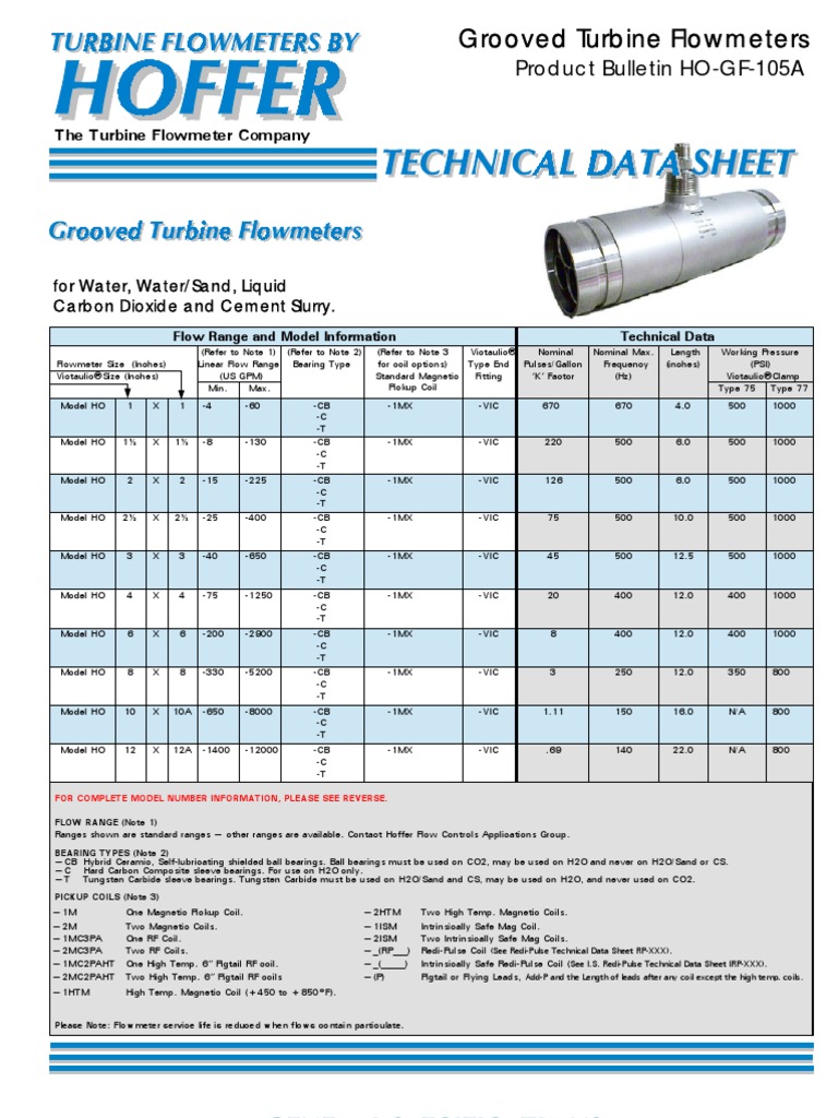 Hoffer Turbine Flowmeter Flow Measurement Manufactured Goods