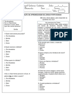 Teste de aprendizagem de língua portuguesa