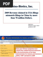 China-Biotics' 2009 Revenue Is 70 Million Dollars Off