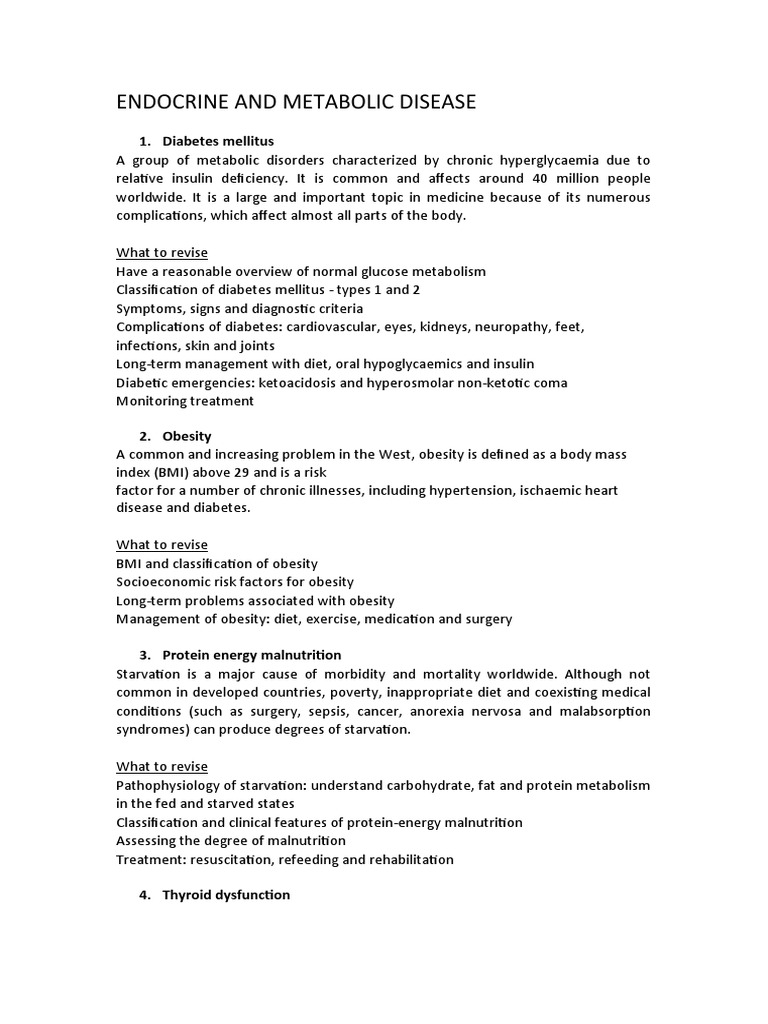 Endocrine and Metabolic Disease Overview | PDF | Endocrine System ...