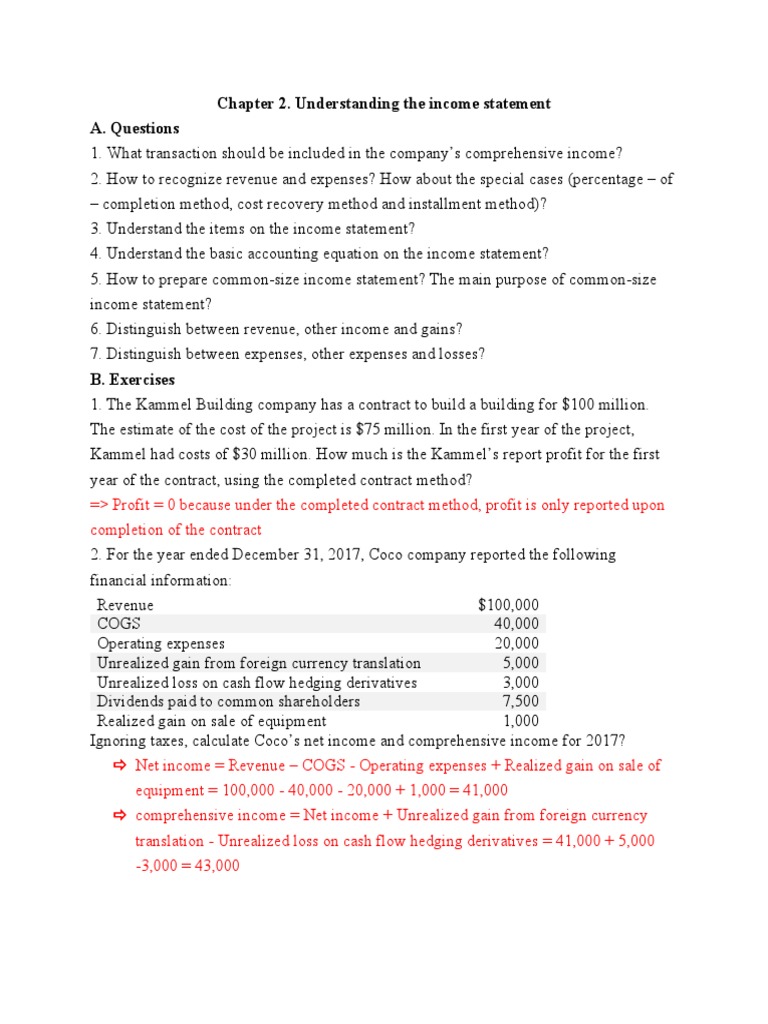 Chapter 2. Understanding The Income Statement A. Questions | PDF ...