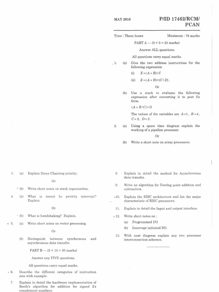 MCA Exam Paper: Computer Architecture | PDF | Digital Electronics ...