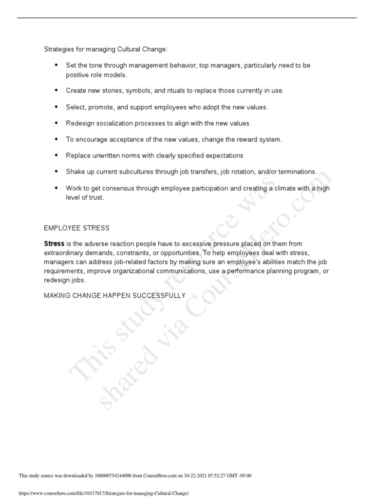 Effective Strategies for Cultural Change | PDF | Organizational ...