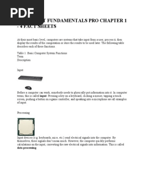 Testout It Fundamentals Pro Chapter 1 - 4 Fact Sheets (1)