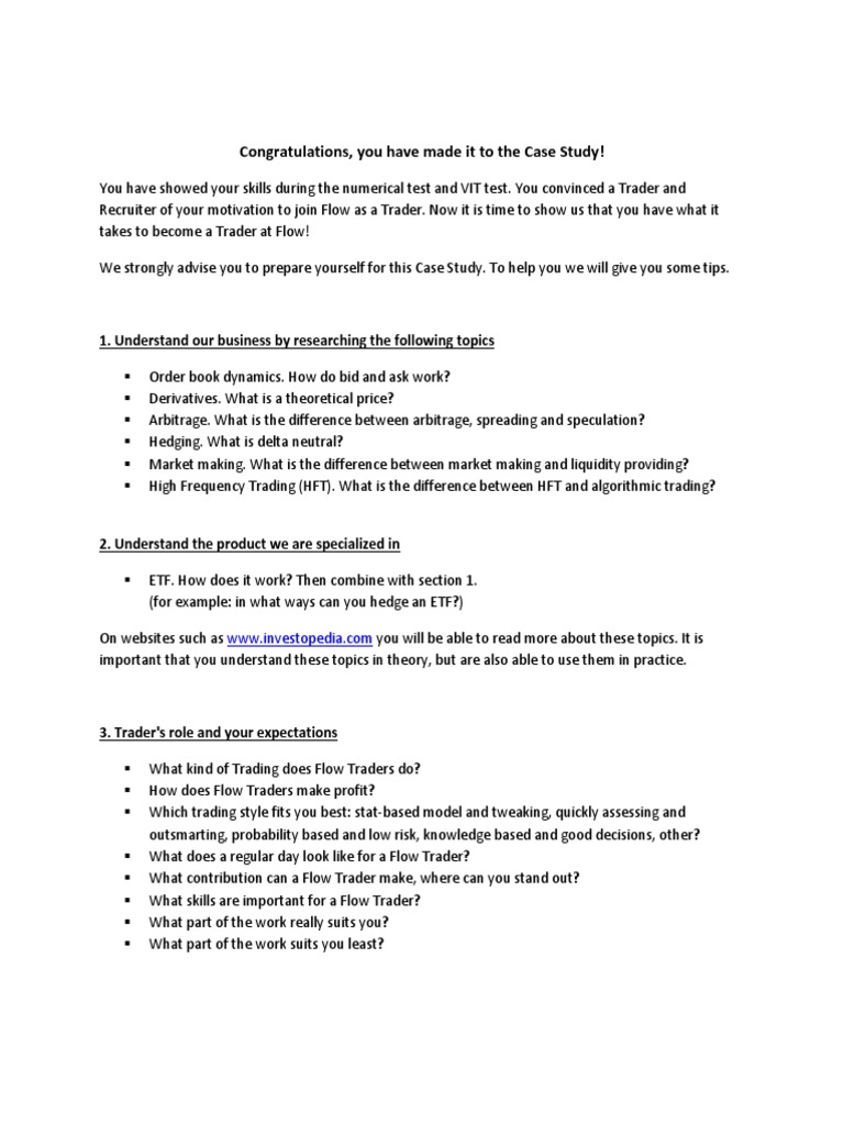 Flow Traders Case Study Preparation Guide | PDF