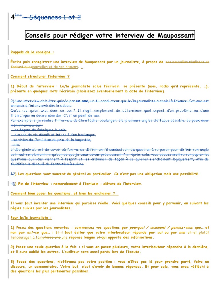 Devoir Sur Pierre Et Jean De Maupassant 4 Sq2 Conseils PR Interview Maupassant | PDF | Guy de Maupassant