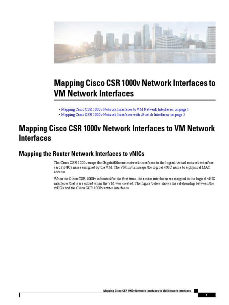 Mapping Cisco CSR 1000v Network Interfaces To VM Network Interfaces