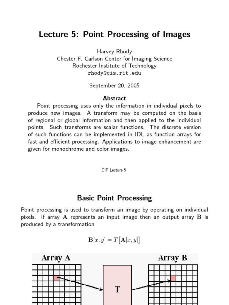 Image Point Processing Techniques | PDF | Multidimensional Signal ...