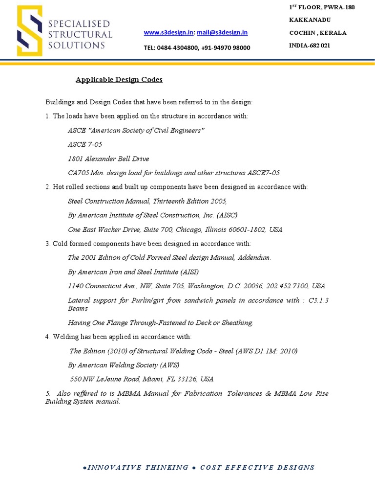 Applicable Design Codes: Www.s3design - in Mail@s3design - in | PDF ...
