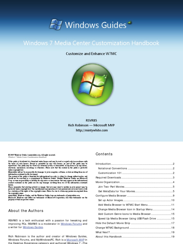 Windows 7 Media Center Customization Handbook: Customize and Enhance ...