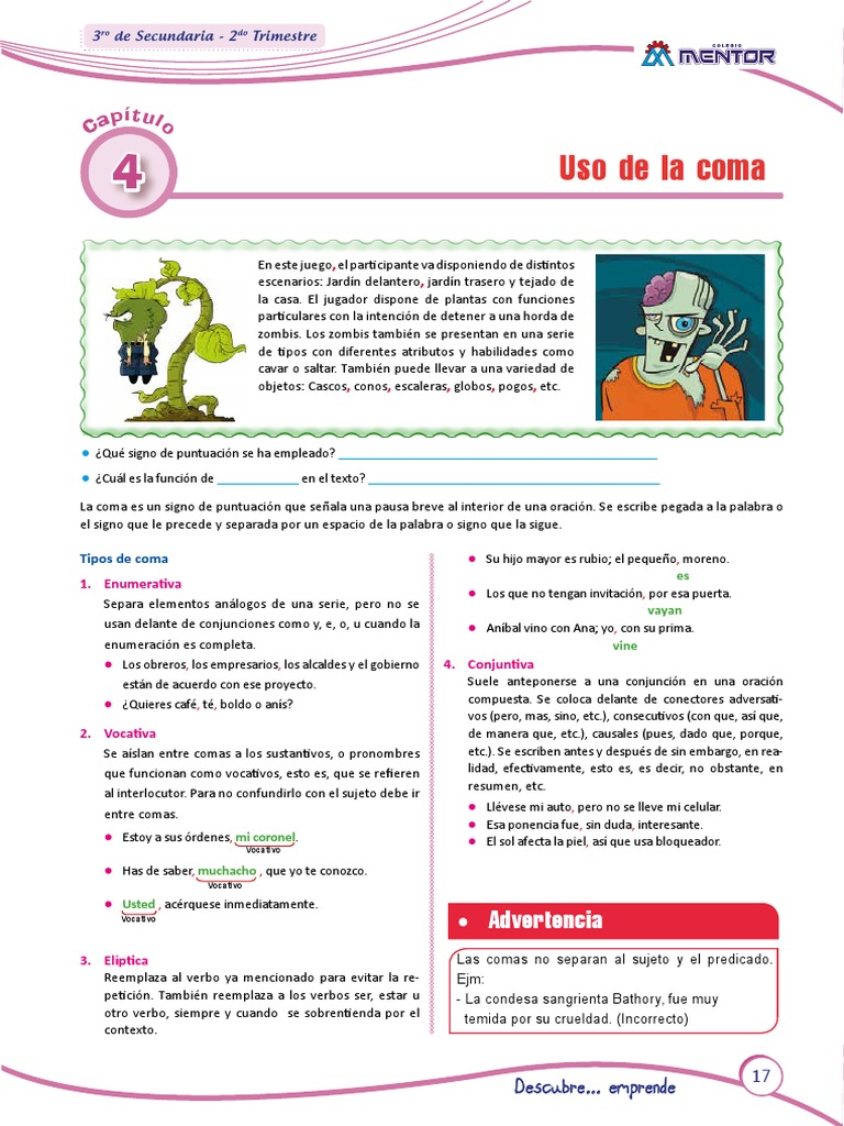 Usos de La Coma | Descargar gratis PDF | Coma | Mecánica del lenguaje