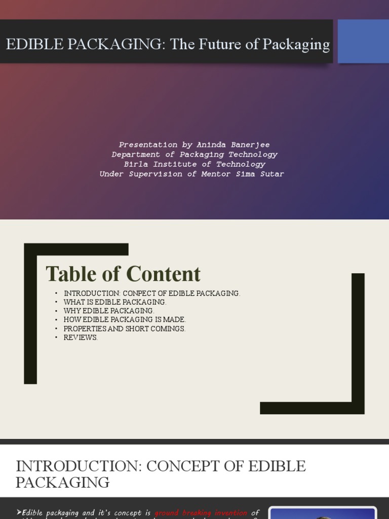 EDIBLE PACKAGING: The Future of Packaging | PDF | Packaging And ...