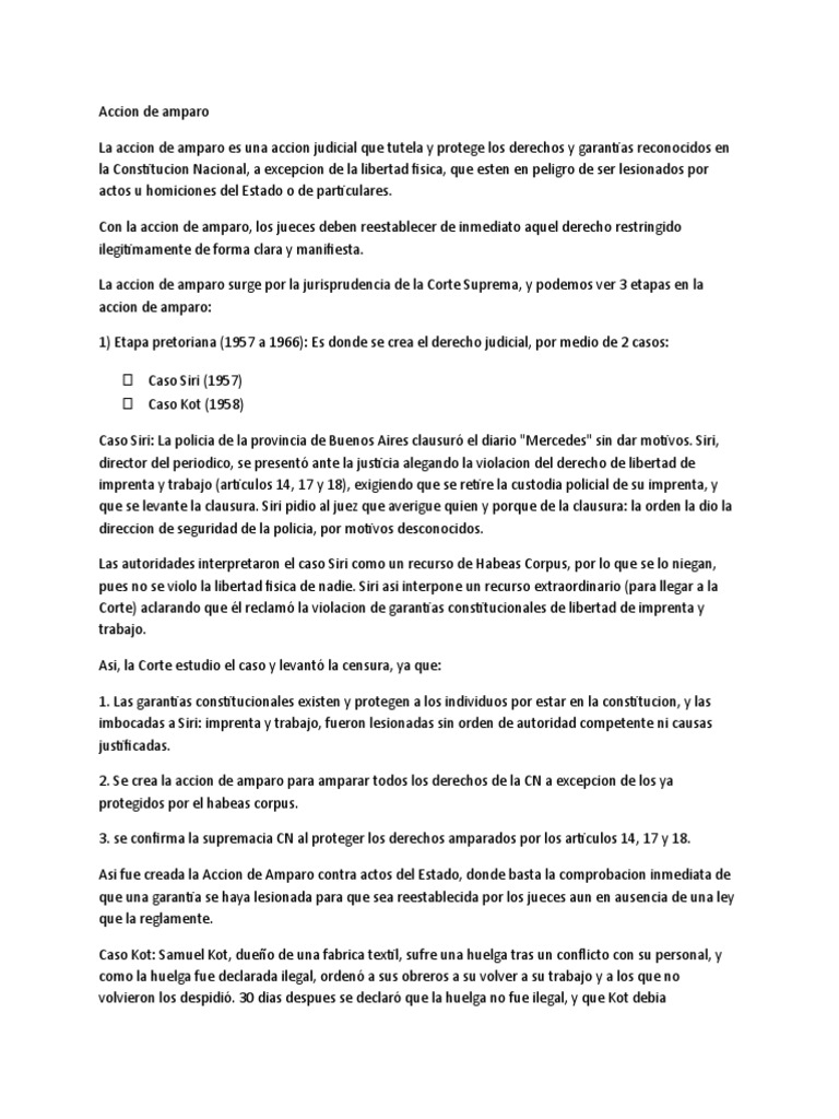 Habeas Corpus, Accion de Amparo, Habeas Data | PDF | Habeas corpus ...