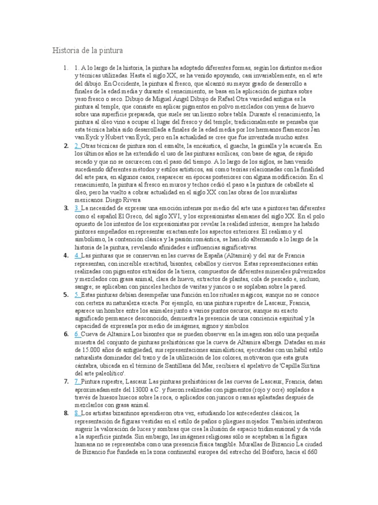 Evolución de la pintura a través del tiempo | PDF | Pinturas ...