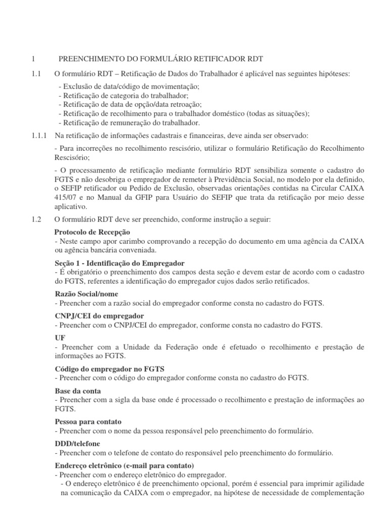 Preenchimento RDT | PDF | Autônomos | Microempresas e empreendedores
