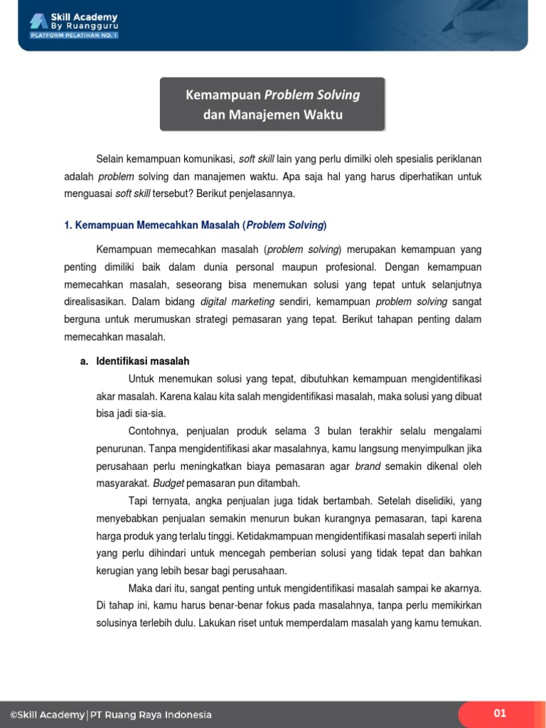 Soft Skill: Problem Solving & Manajemen Waktu | PDF | Karier ...