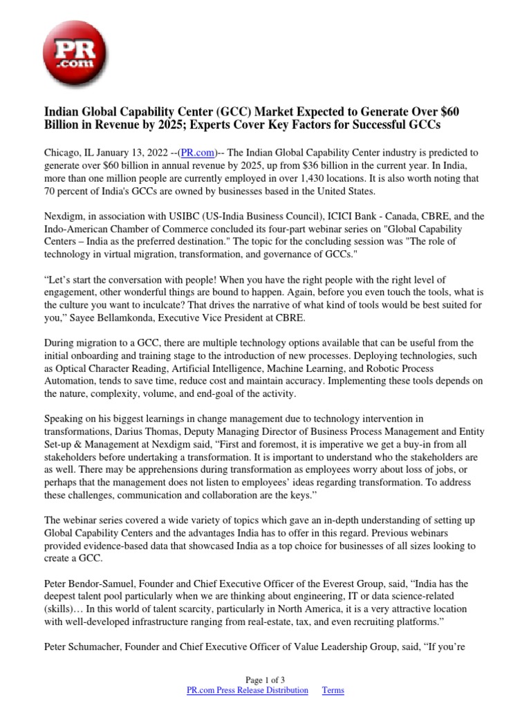 Indian Global Capability Center (GCC) Market Expected To Generate Over