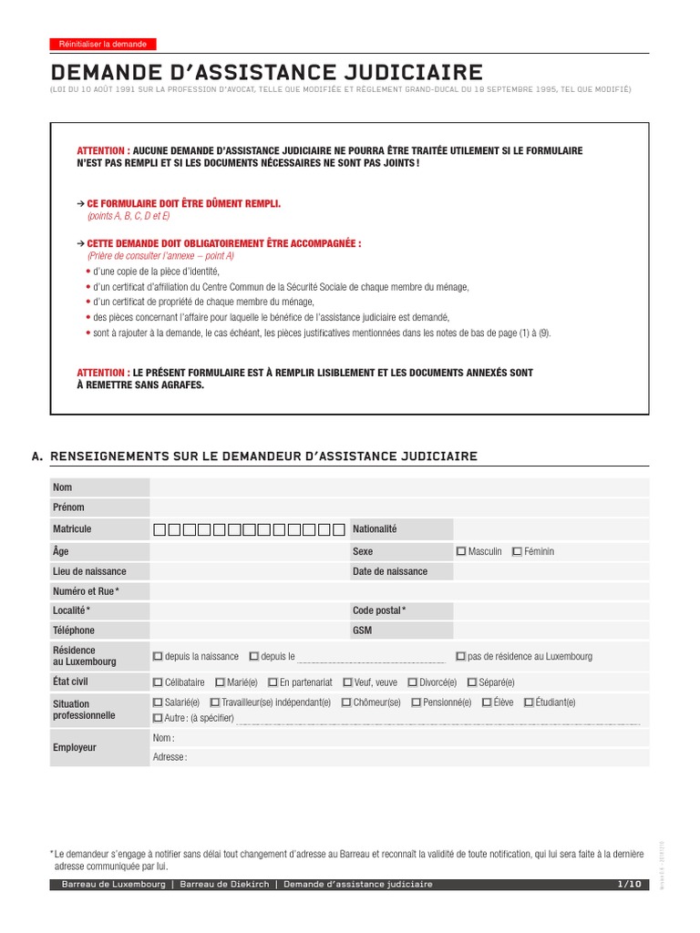 Demande d'assistance judiciaire au Luxembourg | PDF | Avocat | Crime et ...