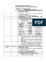 Management Review Summary of Agenda Items