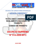 Reglamento Nacional de Tránsito actualizado con el Código de Tránsito