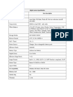 Digital Camera Specs