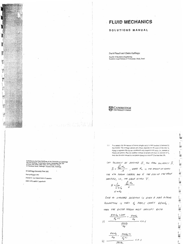 Fluid Mechanics Solution Manual PDF Viscosity Stress (Mechanics)