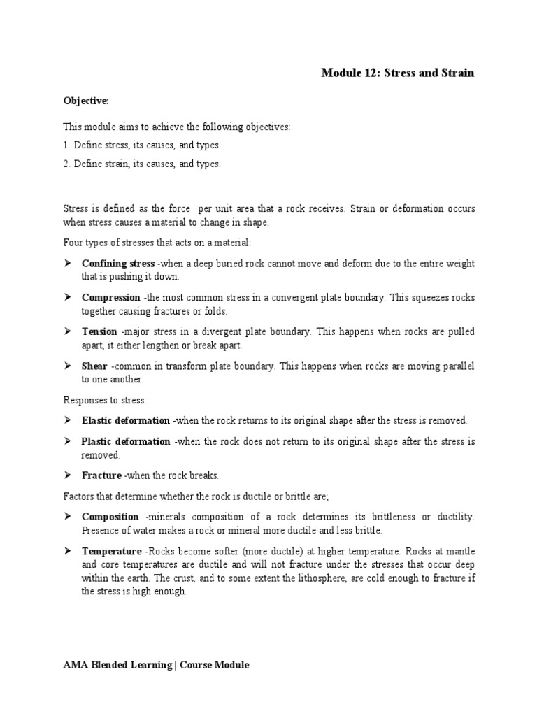 Week 014 Module 12 - Stress and Strain | PDF | Deformation (Engineering ...