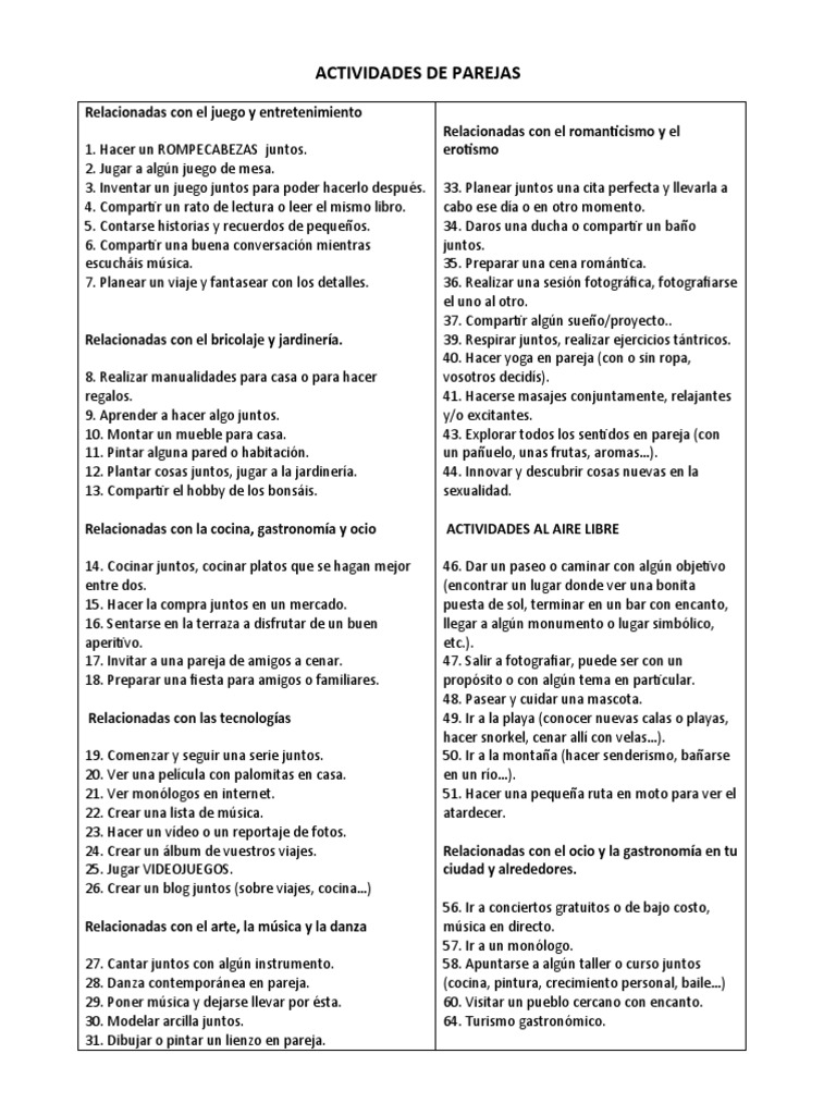 Ideas para Hacer en Pareja, PDF