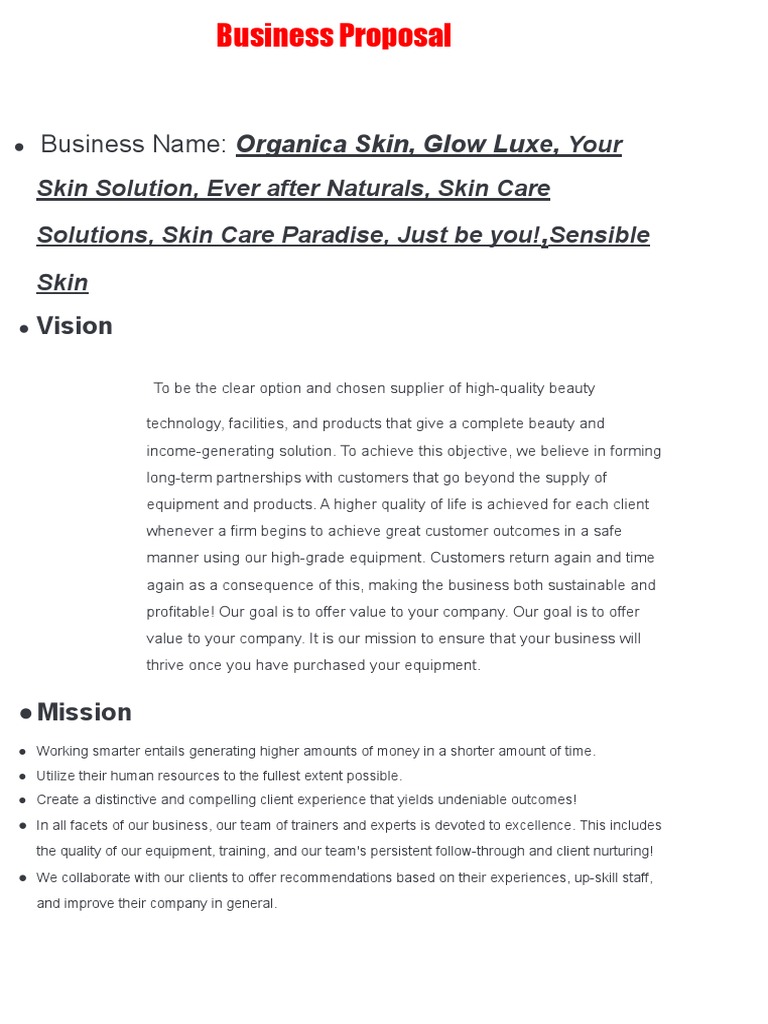 Organica Skin: Business Proposal Overview | PDF | Customer | Cosmetics