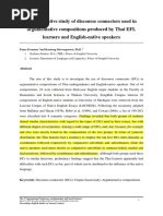 A Comparative Study of Discourse Connectors Used in Argumentative Compositions Produced by Thai EFL Learners and English-Native Speakers