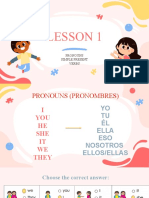 Lesson 1: Pronouns Simple Present Verbs