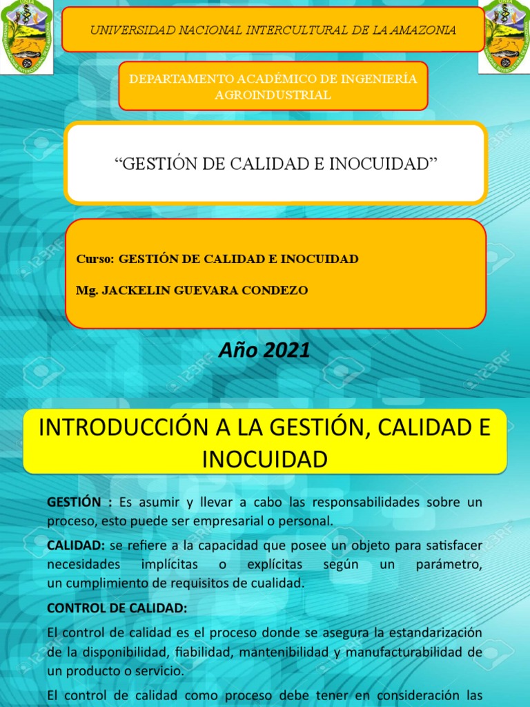Gestión de Calidad e Inocuidad Alimentaria | PDF | Análisis de Riesgo y ...