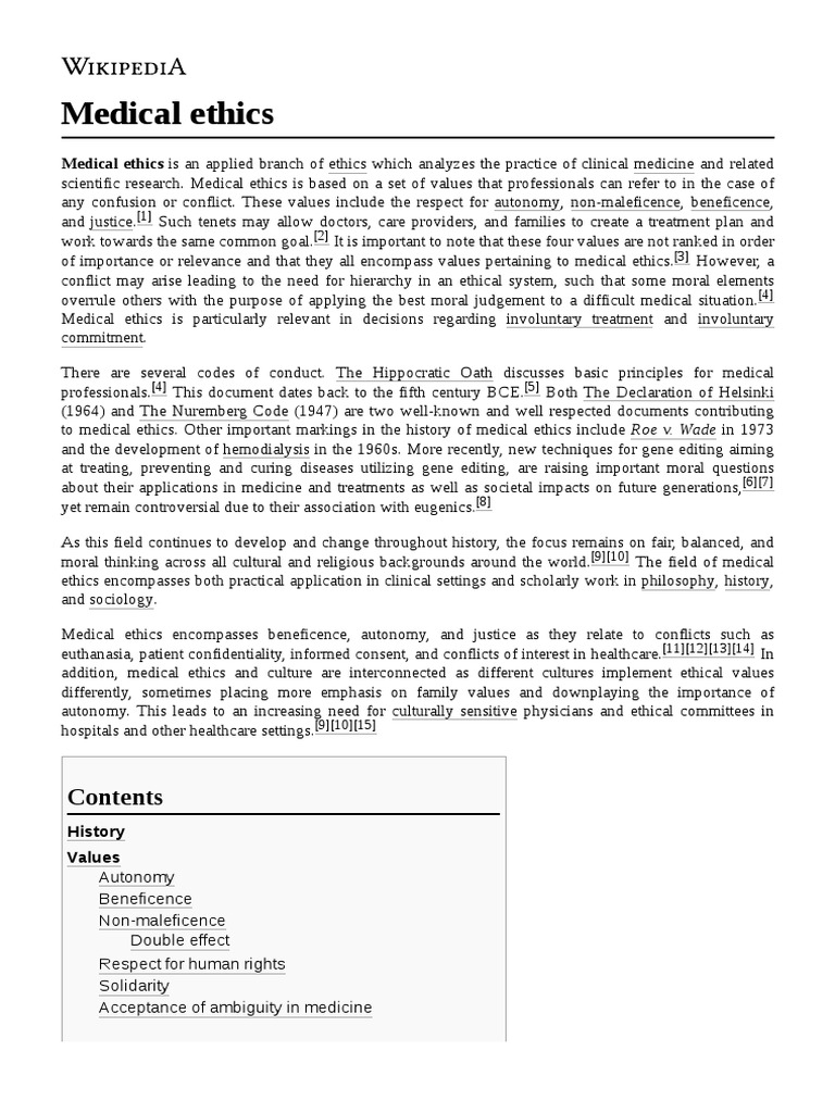 Medical Ethics PDF Medical Ethics Autonomy